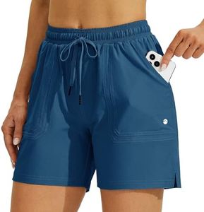 Willit Women's 5" Hiking Shorts Golf Athletic Outdoor Shorts Quick Dry Workout Summer Water Shorts with Pockets Blue Ashes M