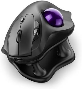 Nulea M511 Wireless Trackball Mouse, Rechargeable Ergonomic Thumb-Control Mouse with Tilt Stand, Smooth & Precision Tracking, 3 Device Connection (Bluetooth or USB Receiver), for PC/Mac/Laptop-Purple