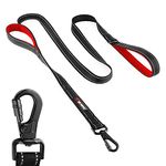 Tuff Pupper Heavy Duty Double Handle Dog Leash | Twist Locking Carabiner Dog Clip | Safety Lock Leash To Hold Strong Dogs | Reflective For Safe Night Walks | 6 Foot Dog Leash | For Medium & Large Dogs
