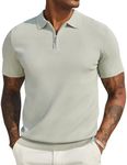 COOFANDY Men's Knitted Polo Shirts Short Sleeve Pullover Golf Polo T Shirts Holiday Beach Shirt Light Green