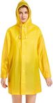 LANSHULAN Womens Unisex Easy Carried Translucent Thicken EVA Raincoat (M(5'-5'5) Yellow)