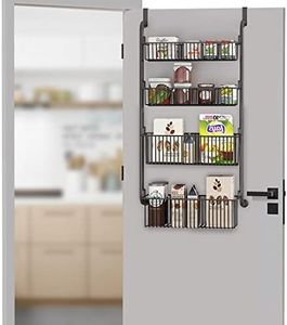 Oscrobie Over The Door Pantry Organizers and Storage Racks 4 Tier Pantry Door Organization for Kitchen Bedroom Bathroom Laundry Garage Over Door Can Organizer