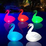 LENONE Floating Pool Lights Swan - Glow in The Dark Color Changing Swan Solar Pool Lights - Inflatable Waterproof Auto ON/Off Floating Swan Pool Lights for Lawn Yard Party Christmas Decor- 1P