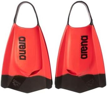 Arena Unisex Adult Powerfin Pro II Swim Training Fins Men and Women Silicone Short Blade Flippers Left/Right Customized, Red/Black, Size 7.5-9