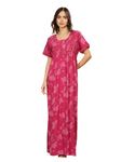 9shines Label Alpine Maxi Designer Nighty | Nightgown | Smoky Design Nightdress Comes with Front Open Buttons & Pocket On The Right Side (2898RP-XL)