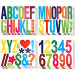 12 Sheets Capital Number and Letter Stickers, 4 Inch Large Vinyl Self Adhesive Big Font Stick on Decals Alphabet Waterproof Decorations for Craft Poster Window Mailbox Car Truck (Colorful)