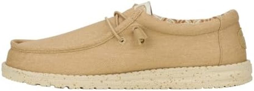 Hey Dude Men's Wally Stretch Canvas Tan Size 10 | Men's Shoes | Men Slip-on Loafers | Comfortable & Light-Weight