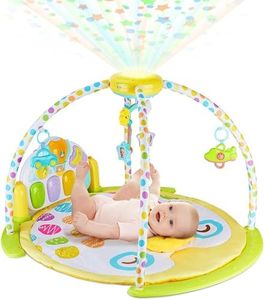 Lucario Pedal Piano Baby Fitness Rack Newborn Baby Game Blanket Toy 0-1 Years Old 3-6-12 Months Large Baby Play Gym Activity Mat (Color : Yellow, Size : 61x92x90cm) (LK-01)