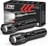 LETMY LED Flashlight, High Lumens XML T6 Handheld Flashlights, Zoomable, IP67 Waterproof, 5 Modes, Portable Flashlight for Outdoor Camping Running Walking Emergency (2 Pack)