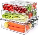 KAHEIGN 10Pcs Fridge Organizers, 3 Sizes Clear Stackable Storage Bin BPA Free Plastic Container for Kitchen Countertops Cabinets Refrigerator Storage Drinks Fruits Vegetable Cereals