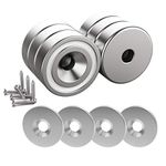 Magnetpro 6 Pieces Magnet 25 LB Force 20 x 7 mm with Countersunk Hole and Steel Capsule, Pot Magnets with Screws and 6 Steel Pads