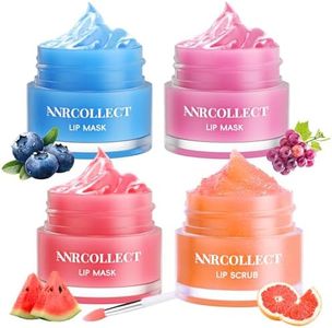 ANRCOLLECT Baume à lèvres et gommage pour les lèvres, masque de sommeil pour les lèvres, ensemble de baume à lèvres hydratant pour les lèvres gercées et sèches, les ridules et les rides,4Pack