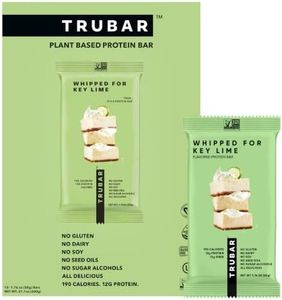 TRUBAR Vegan Protein Bar, Whipped for Key Lime, Gluten Free, Plant Based, High Fiber, Dairy Free, Low Fat, Non GMO, No Sugar Alcohols, 12G Lean Protein, 13G Fiber, Healthy Snack Bars, 12 CT