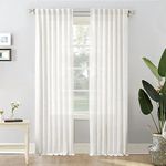 MEETBILY 102 Inch Linen Sheer Curtains for Living Room 2 Panels Set Ivory Back Tab Pocket Light Filtering Window Privacy Decorative Curtain Drapes for Bedroom Patio Sliding Door,50x102 in Long Cream