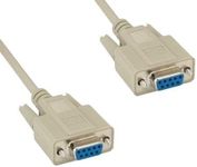 KENTEK 25 Feet FT DB9 Null Modem Female to Female Serial Cable Cord 28 AWG RS-232 Crossover 9 Pin F/F Molded D-Sub Port for DTE PC Mac Linux Data Transmission Communication