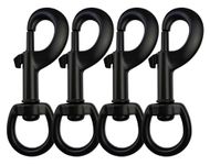 Garwor 3/4" Heavy Duty Swivel Snap Hooks Black Electrophoresis Coating, 4Pcs Dog Leash Clips Trigger Snaps Dog Leash Hook Key Chain for Linking Pet Leash Flag Hooks