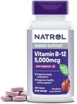 Natrol Vitamin B12 Fast Dissolve Tablets, Promotes Energy, Supports a Healthy Nervous System, Maximum Strength, Strawberry Flavor, 5,000mcg, 200 Count