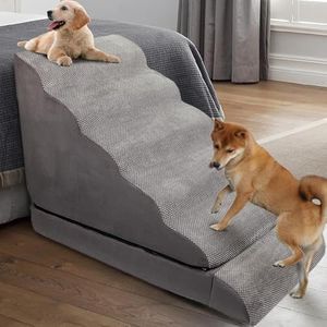Dog Stairs & Steps for High Beds 30 Inches Tall, LitaiL 6 Steps Pet Stairs/Steps for Beds 24-30inch High for Small Large Dogs, Non-Slip Dog Ramps/Ladder for Old Dogs/Cats