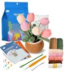 Ktmeor Crochet Kit for Beginners,Crochet Plant Kit, Learn to Crochet Kit for Beginners with Step-by-Step Video Tutorials,DIY Knitting Supplies-Tulip