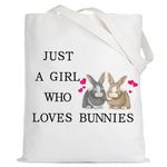 LEVLO Funny Bunny Cosmetic Bag Animal Lover Gift Just A Girl Who Loves Bunnies Makeup Zipper Pouch Bag Bunny Lover Gift For Women Girls, Loves Bunnies T, L, Makeup Bag