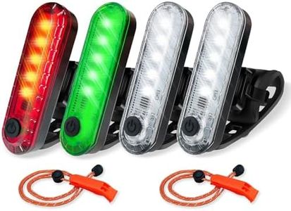 Amzonly LED Navigation Lights Kit for Boat Kayak, Stern Battery operated, 4Pack Rechargeable Night Kayaking, Bike Tail Light, 4 Light Mode Options, 2pcs Safety Whistle included, red, green, white