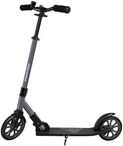 Swagtron K8 Titan Foldable Commuter Kick Scooter for Adults & Teens, Height-Adjustable, ABEC-9 Wheel Bearings, Cobalt Gray