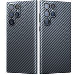 memumi Aramid Fibre Slim Fit Cover for Galaxy S22 Ultra, Lightweight, With 3D Grip Touch, Soft Touch Sturdy Durable Carbon Case-Black