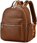 LORADI Small Diaper Backpack with Stroller Clips, Mini Cute Nappy Bag with Insulated Pockets, Brown, Medium, Diaper Bag