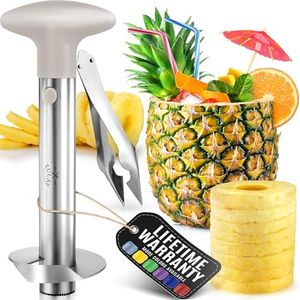 Zulay Kitchen Pineapple Corer and Slicer Tool - Stainless Steel Pineapple Cutter for Easy Core Removal & Slicing - Super Fast Pineapple Slicer and Corer Tool Saves you Time (Ivory)