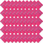 50 Pcs Bandanas Paisley Cowboy Polyester Bandanas Bulk Multi Purpose Headband for Men Women Party Costume (Hot Pink)