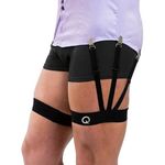QUALIFT Shirt Tucker for Men - Skin-Friendly Soft Elastic Shirt Stays, Adjustable Shirt Garter Belt, Formal Shirt Holder with Non-Slip Strong Grip Clasp, Men's Tuck in Belt, Accessories for Man (S)