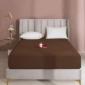 BEDSUM Microfiber 15 Inches Deep Pocket California King Fitted Bed Sheet Only, 1800 Thread Count Luxury Premium Wrinkle Fade Stain Resistant Bed Bottom Sheet for Mattress, Brown