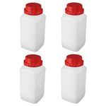 Othmro Plastic Lab Chemical Reagent Bottle 1000ml Wide Mouth Sample Sealing Liquid Storage Translucent Container Red cap 4pcs