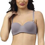 Brachy Women's Every Day's Padded Underwired Demi Bra T Shirt Padded Underwired Pushup Bra (Grey,34B)