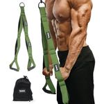 DMoose Tricep Rope Cable Attachment - 3 Lengths in 1 Rope with Handle, Gym Rope with Neoprene Padded Grips, Tricep Pull Down Attachment for Triceps, Back & Shoulders (Ranger Green)