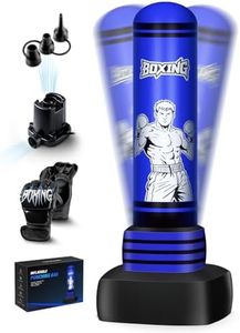 Freestanding Punching Bag for Adults Teens, 70'' Heavy Boxing Bag with Gloves and Pump, Women Men Stand Kickboxing Bags, Upgraded Big Base Boxing Equipment Set for Training MMA Fitness Home Gym (Blue)
