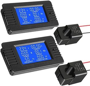 2 Pieces AC Power Meter AC 80-260V 100A Crs-022b LCD Digital Voltage and Current Monitor Meter Power Voltmeter Ammeter with 100A Current Split Core Transformer CT