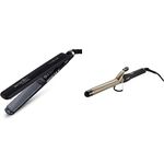 IKONIC PRO HAIR STRAIGHTENER WITH CERAMIC-COATED NANO TITANIUM AND THUMB RESTS TECHNOLOGY. IDEAL FOR KERATIN & RE-BONDING TREATMENTS & IKONIC CURLING TONG- 28MM (BLACK & GOLDEN)