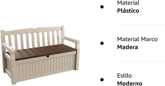 Keter Eden 265L Outdoor Storage Bench – Beige/Brown, All-Weather Garden Box