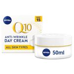 NIVEA Q10 Anti-Wrinkle Power Firming Day Cream SPF 15 (50ml), Anti-Wrinkle Face Cream with Skin Identical Q10 and Creatine, Face Cream for 3x Wrinkles