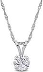 Lab-Grown Diamond Solitaire Pendant -With Unique laser engraved Diamond ID, D Color VVS2 Clarity, 1 CT TW & 3/4 CT TW -Available in Platinum or 14K White Gold- IGI Certified Lab-Grown Diamonds, White