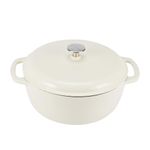 Amazon Basics Enameled Cast Iron Round Dutch Oven with Lid and Dual Handles, Heavy-Duty & Small, 4.3-Quart, White