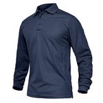 EKLENTSON Long Sleeve Polo Shirts for Men Golf SportsTops Athletic Performance T Shirt Quick Dry Navy,M