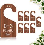 D-buy 8 Pcs Baby Closet Dividers for Clothes Organizer, Beautiful Wooden Double-Sided Baby Clothes Size Hanger Organizer from Newborn to 24 Months for Nursery Decor