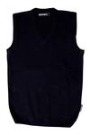 KIRONIKNIT Boy Acrylic School Uniform Plain Sleeveless V-Neck Sweater - Daffodil (24, Black)