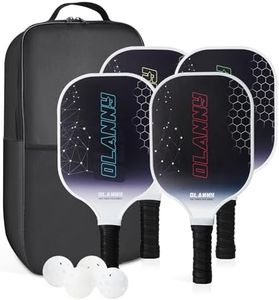 OLANNY Pickleball Paddles - Premium Rackets Face & Polymer Honeycomb Core Includes 4 Pickleball Paddles+ 2 Indoor Balls+ 2 Outdoor Balls+ 1 Portable Carry Bag