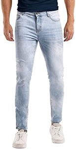 Mens Slim Fit Jeans Light Blue Lightweight Stretch Jeans for Summer Denim Pants for Men Skinny 32