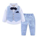 famuka Baby Boys Gentleman Suits Kids Tuxedo Clothing Set (Blue, 74)