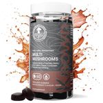 Tasty 2000mg Multi Mushroom Gummies with Lions Mane, Reishi, Maitake, Chaga, Cordyceps & Tremella | Vegan Halal Food Supplement | Natural Blackcurrant Flavour | 1 Month Supply | Known Nutrition