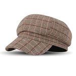 iSWEVEN French Beret Cap All Season Unisex Artist Newsboy Hats, Ascot Cotton British Style Adjustable Women's Caps, WBC8111A (Dark Brown, Free Size)